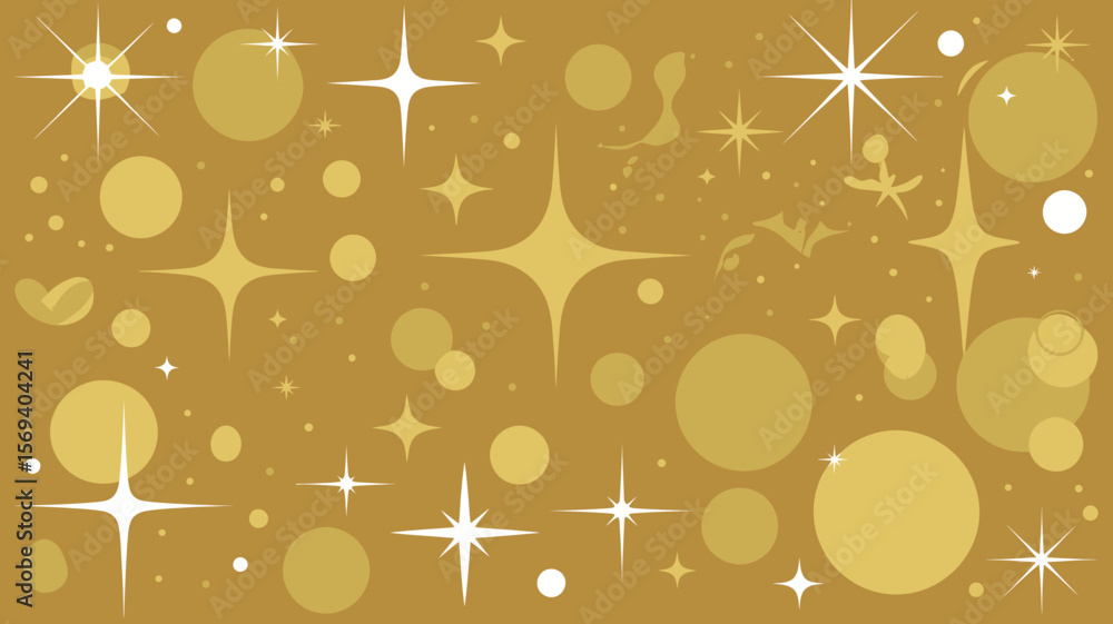 Aufkleber a golden background filled with various sized stars and circles creating a festive atmosphere design