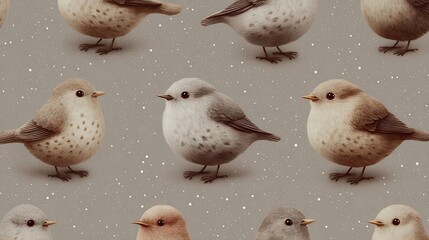 Winter birds seamless pattern
