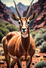 Graceful Antelope in Arid Wilderness – Wildlife Elegance in Nature’s Raw Beauty