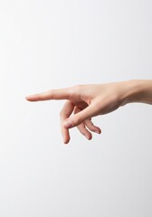 優しく指さす女性の手 白い背景