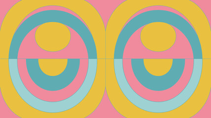 Obraz premium A symmetrical abstract pattern featuring concentric circles and semicircles in pastel colors