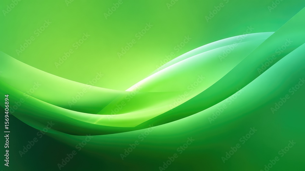 Poster elegant green waves on a soft gradient background for use in various design projects, emphasizing se