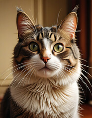 Majestic Tabby Cat Portrait – Elegant Feline with Captivating Green Eyes