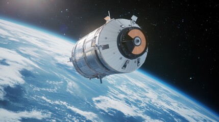 Survey Mapping Exploration Concept, Modern Satellite Orbiting Earth in High-Resolution Capture, Showcasing Stunning Details of Our Planet from Space
