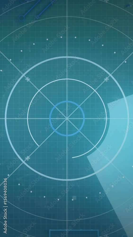 Poster animation of network of connections and scope scanning over gray background