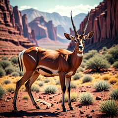 Graceful Antelope in Arid Wilderness – Wildlife Elegance in Nature’s Raw Beauty
