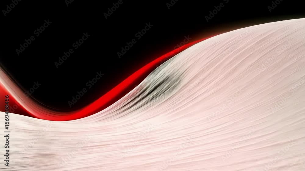 Poster a dynamic red wave of light flows across a dark background, creating an abstract and energetic desig