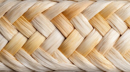 Beautifully Braided Natural Fiber Texture in Soft Beige and Blonde Shades Perfect for Backgrounds, Crafts, and Creative Projects