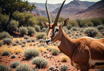 Graceful Antelope in Arid Wilderness – Wildlife Elegance in Nature’s Raw Beauty