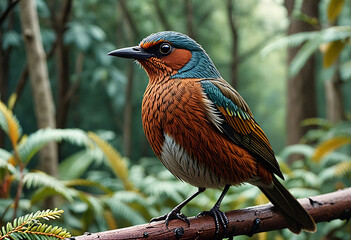 Colorful Songbird Perched on Branch – Vibrant Wildlife in Natural Habitat