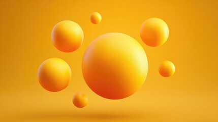 Bright yellow spheres in a vibrant orange background create a playful and energetic visual for creative projects, product promotions, and modern design concepts.