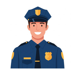 Cartoon Police Officer Man in Uniform Vector Illustration

