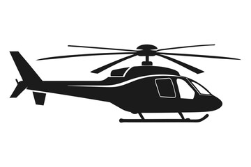 Silhouette icon represents a helicopter with rotors and landing gear visible on transparent background
