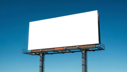 Obraz premium Billboard Mockup Against Blue Sky Advertising Space for Brand Awareness and Marketing Campaigns on a Clear Day