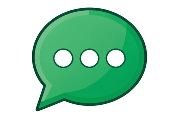 Green speech bubble with three dots isolated on transparent background