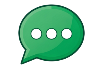 Green speech bubble with three dots isolated on transparent background