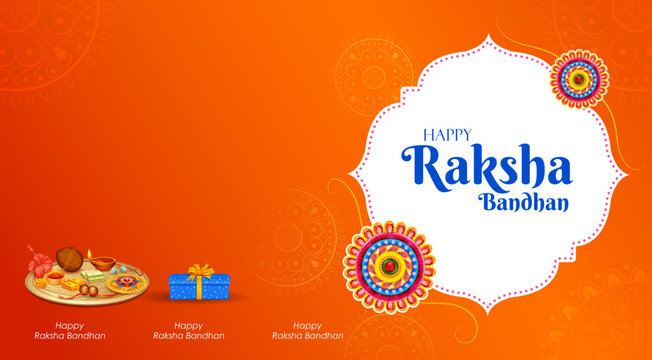 greeting card and template banner for sales promotion advertisement with decorative Rakhi for Raksha Bandhan, Indian festival for brother and sister bonding celebration