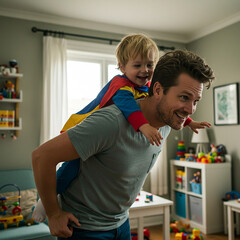 Happy Father and Son Playing at Home A Moment of Joy and Connection