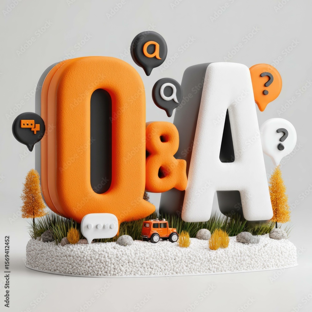 Aufkleber interactive q&a digital support portal design modern workspace 3d graphics environment engaging view