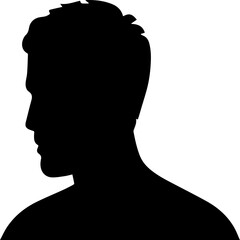 Men head silhouette avatar, profile icons, vector illustration
