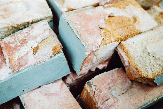 Pink and Blue Bricks and Rubble