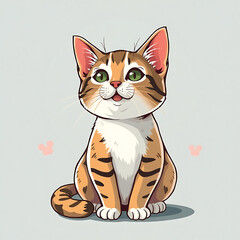 Obraz premium Sweet Purrfection: Adorable Tabby Kitten with Hearts