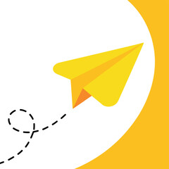 Bright Yellow Paper Airplane Taking Flight