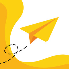 Simple Origami Paper Airplane Flying Away