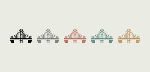 Set of Colorful Flat Bridge Icons