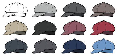 Various Colored Flat Cap Designs