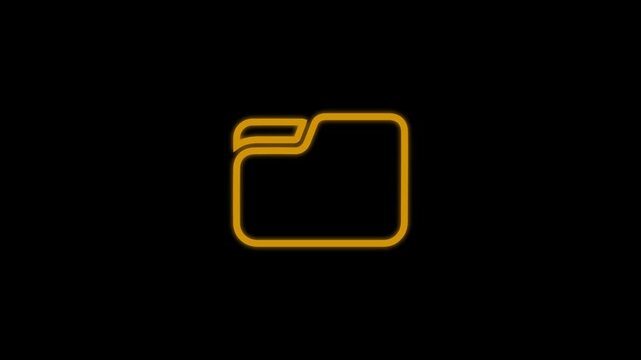 File folder icons animation on black background. folder icon concept animated. Folder icon isolated    4k video. Document folder.