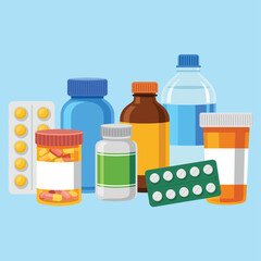 Various Medicine and Supplement Bottles and Pill Packs