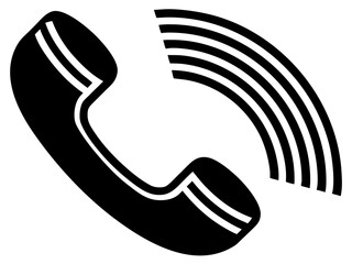 Vector  a black telephone receiver with white accents and radiating lines indicating sound or signal strength