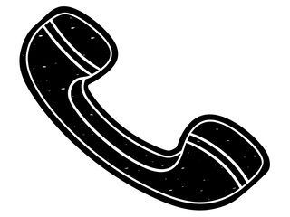 Vector  illustration of a black and white telephone receiver with curved design and white outline effect