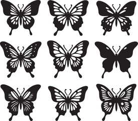 Butterfly Vector Silhouette Set – 9 Clean Insect Designs – Minimal Editable Vector