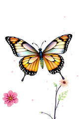 Fototapeta premium Butterfly and Blooms: Delicate Insect with Floral Accents