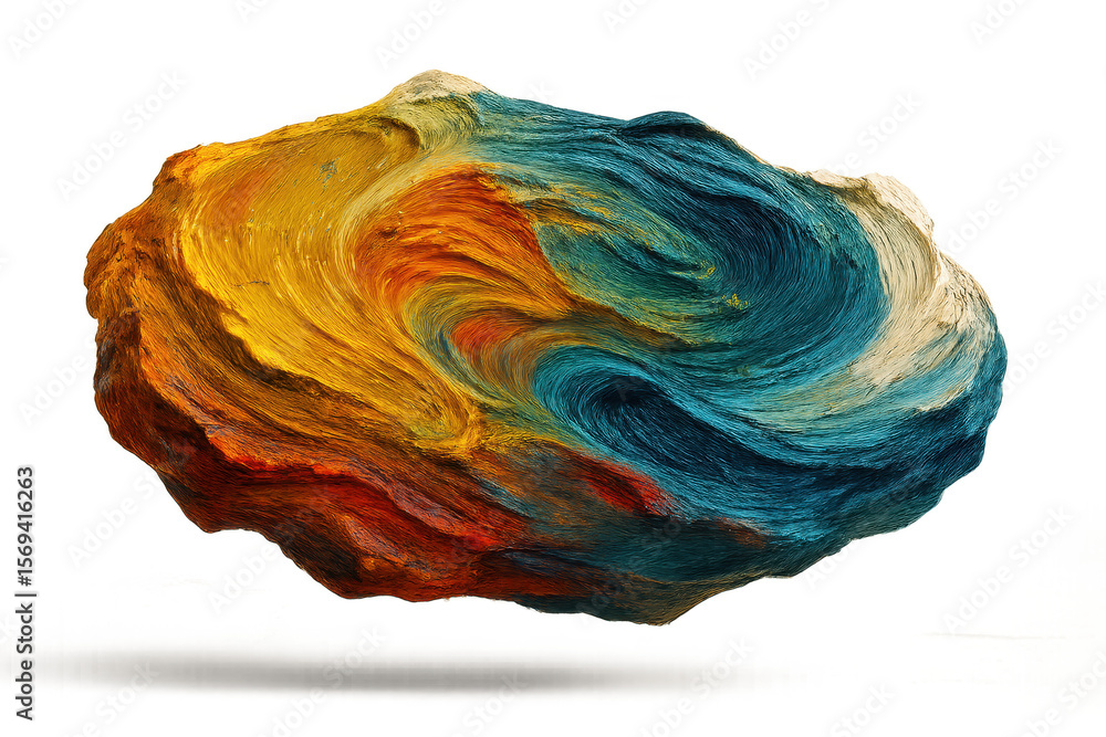 Poster abstract colorful swirling brushstroke form isolated on transparent background