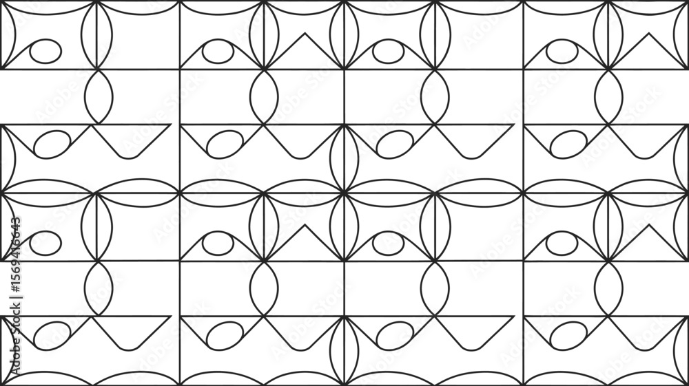 Aufkleber a geometric pattern with squares circles and triangles arranged in a tiled repeating design format