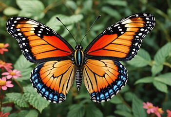 Fototapeta premium Monarch Butterfly on Orange Blossom – Stunning Macro of Nature’s Elegance
