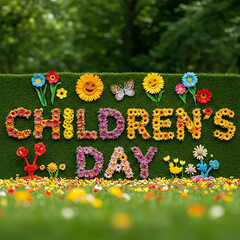 Childrens Day Celebration Colorful Floral Letters  Decorations