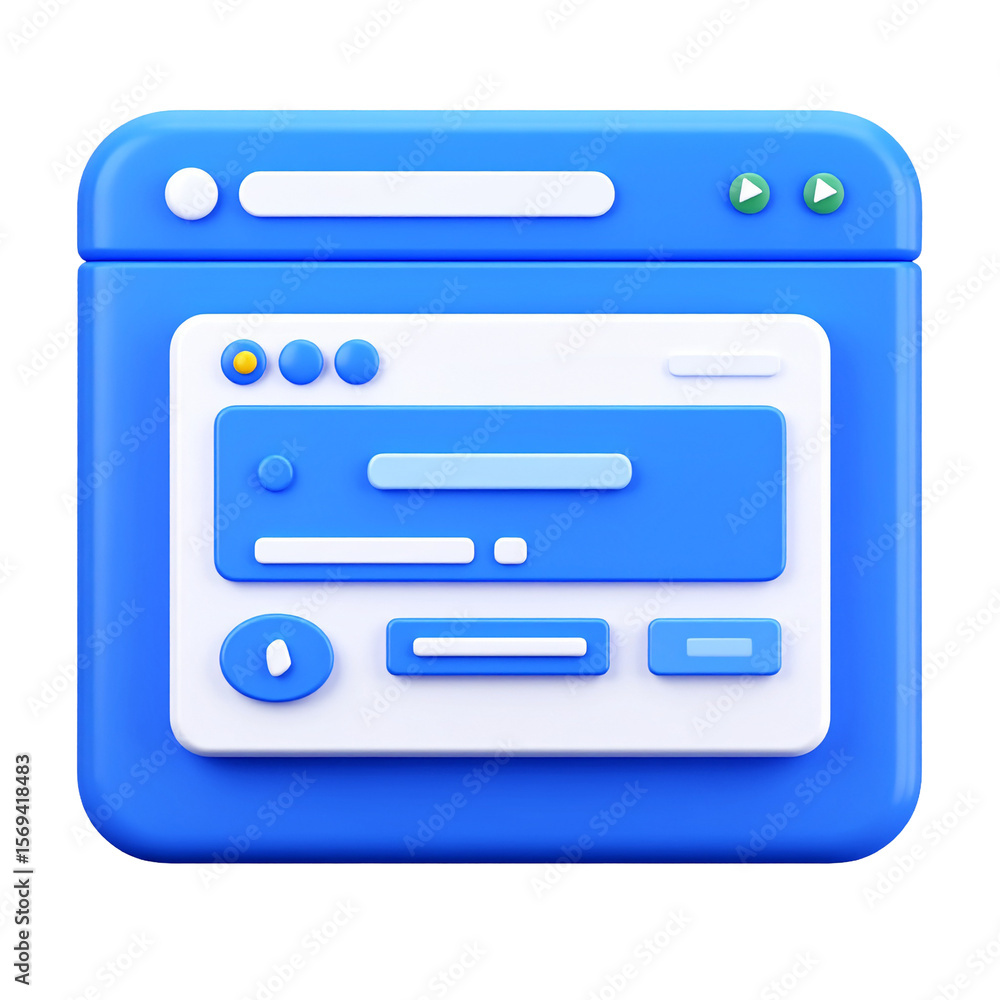 Fototapete 3d web interface: a vibrant blue and white 3d web interface showcasing a modern and clean user exper