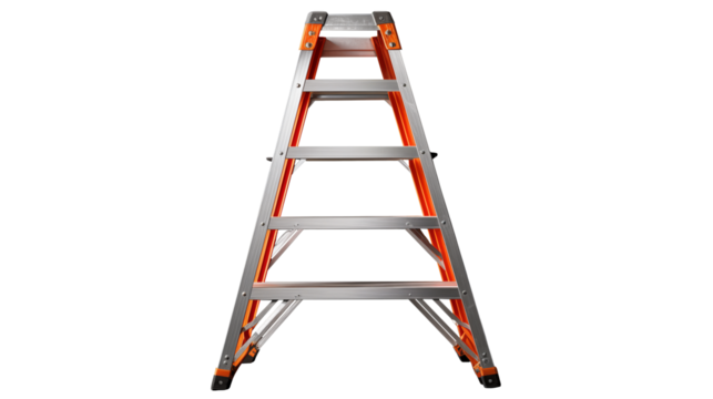 Aluminum step ladder offers a clear view for home improvement or construction projects isolated on transparent background