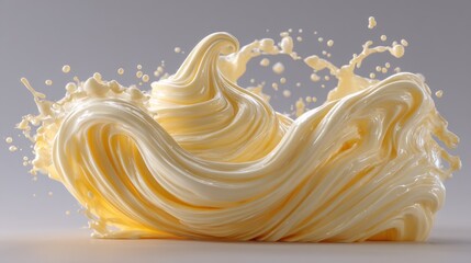 Abstract cream swirl with droplets, elegant and visually captivating design