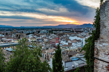 Granada, Spain, European Union, street view from the Spanish city where beautiful Alhambra palace could be visited. Tourist destination