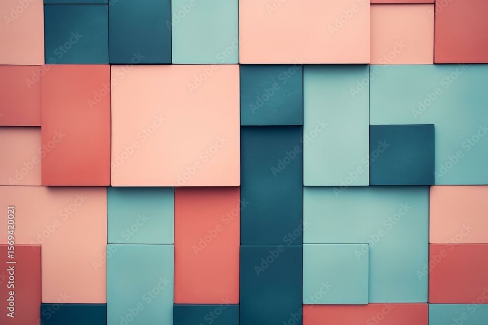 Poster modern background created by overlapping colorful squares and rectangles forming an abstract geometr
