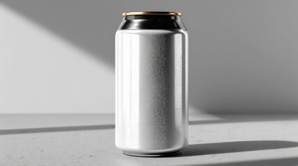 Isolated can of refreshment drink, sparkling water, juice or beer on white background