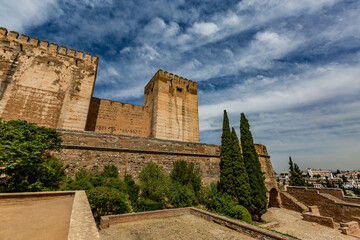Granada, Spain, European Union, street view from the Spanish city where beautiful Alhambra palace could be visited. Tourist destination