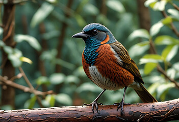 Colorful Songbird Perched on Branch &ndash; Vibrant Wildlife in Natural Habitat