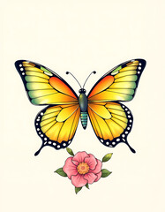 Obraz premium Spring Dance: Colorful Butterfly Above Flowers