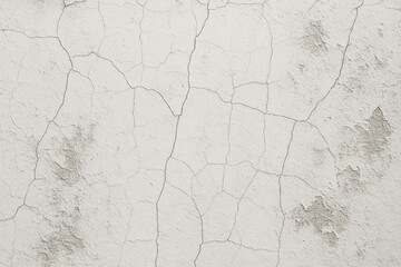 White cracked paint wall with stains
